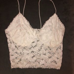 super cute white lace crop top